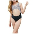 thumbnail image 1 of Fesfesfes Teen Girls Holiday Cute Monokini Children Girls Hollow Out One Piece Swimsuit Swim Pool Beach Wear Skinny Bathing Suit 6-12 Years, 1 of 9