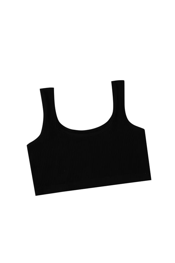 Teen Girls Padded Training Bra Seamless Bralette for Growing Teens Supportive Wireless Bras with Light Padding Soft Breathable Camisole for School Sports Everyday Wear(Black#2,8-9 Years)