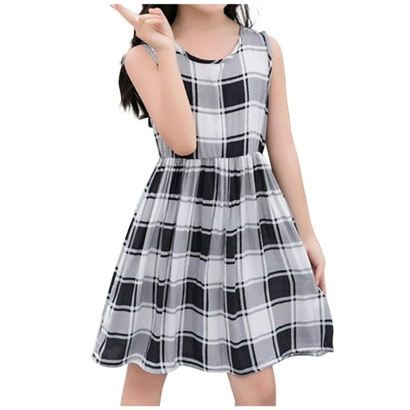 Fesfesfes Teen Girls Summer Dress Boho Sleeveless Dress Graphic Print Beach Dress Children's Clothing Big Girls Dresses Under 10$