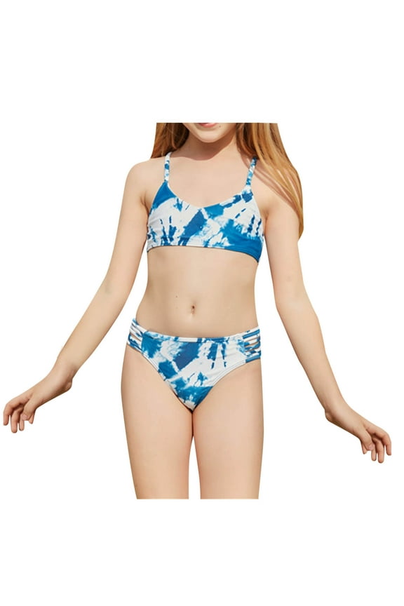 Teen Girls Summer Holiday Bikini Sets Children Girls Swimwear Split Two Piece Swimsuit Swim Pool Beach Wear Skinny Bathing Suit 6-12 Years