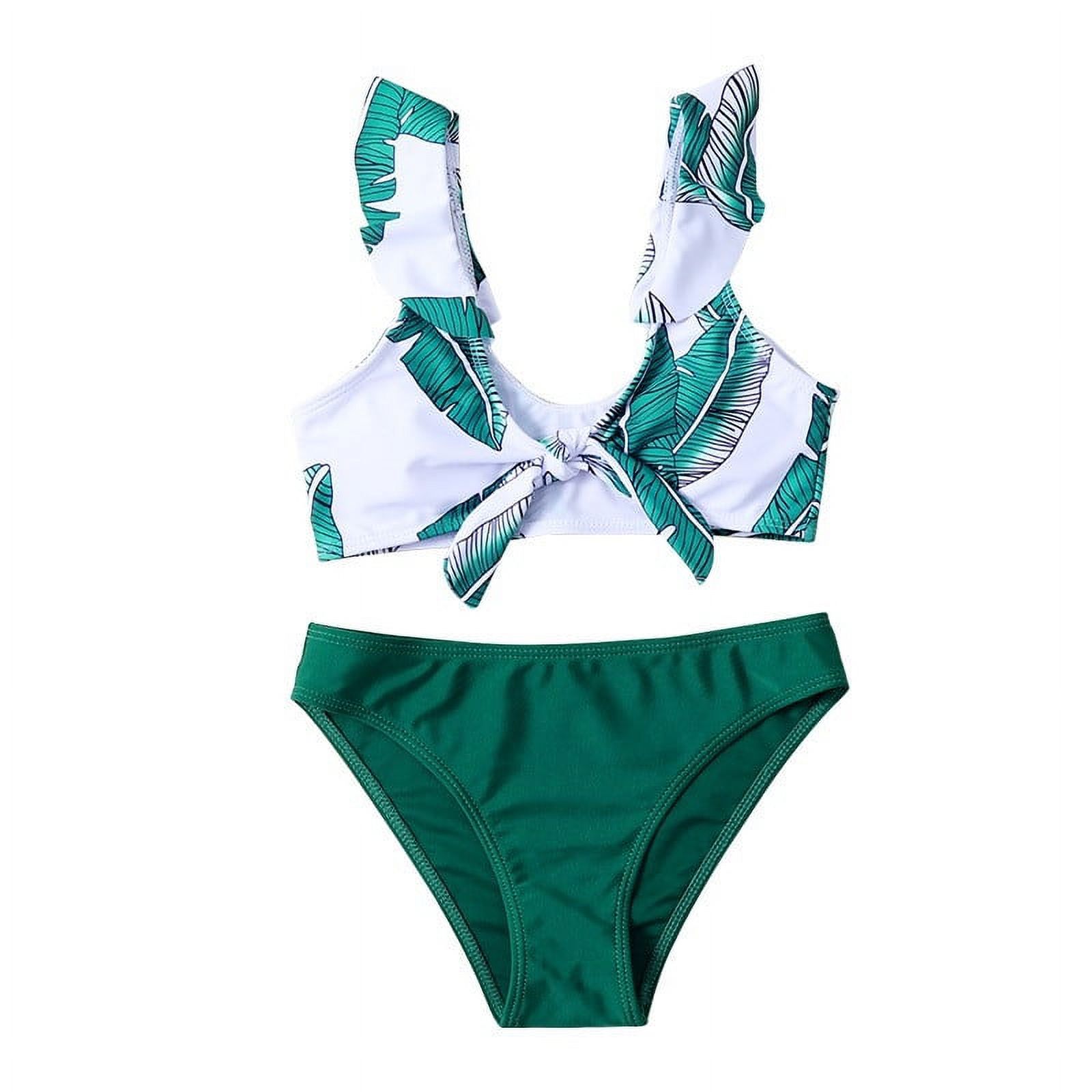 Fesfesfes Preteen Bikini Set Girls Swimwear Botanical Pattern Two 
