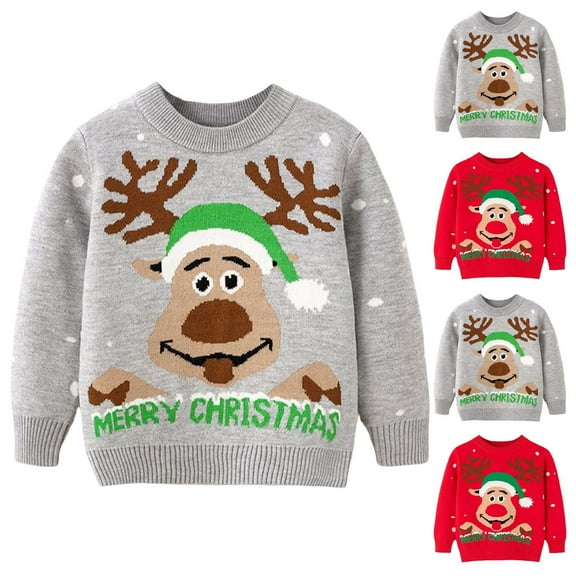 Fesfesfes Teens Sweatshirt Fall And Winter Children's Christmas Sweater Boys And Girls Baby Knitted Bottoming Shirt Children's Clothing