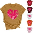 thumbnail image 1 of Fesfesfes Tees for Women's Lover Love Printed T-shirt Round Neck Short Sleeved Top Women's T Shirts M(US:6), 1 of 5