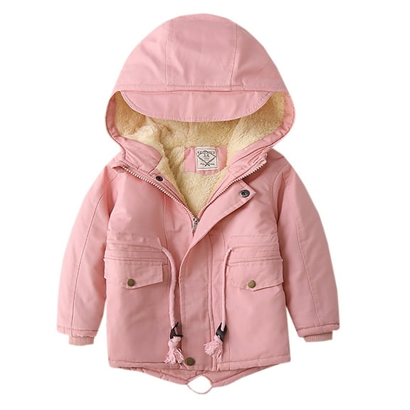 Fesfesfes Thickened Fleece Jackets For Toddlers Girls Boys Fleece Hoody Jackets Kids Trench Coat Zip Up Outerwear Coat Kids Jacket Sale