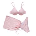 thumbnail image 1 of Fesfesfes Three-piece Bikini Suit for Women Bandage Solid Bikini Push-Up Padded Swimwear Swimsuit Beachwear Set, 1 of 9
