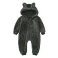 thumbnail image 1 of Fesfesfes Toddler Baby Jumpsuit Boys Girls Color Plush Cute Bear Ears Winter Thick Keep Warm Jumpsuit Romper, 1 of 9
