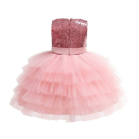 Fesfesfes Toddler Baby Girl Fashion Sleeveless Bow Princess Dress Girls Skirt Party Formal Dress Mesh Lace Dress On Sale