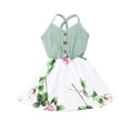 thumbnail image 1 of Fesfesfes Toddler Baby Girl French Ribbed Sling Stitching Printed Dress Girls Dress Suit Clearance Under 10$, 1 of 8