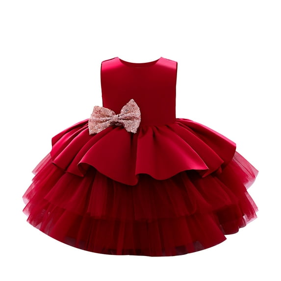 Fesfesfes Toddler Baby Girls Dress Dress Sequin Bowknot Birthday Party Wedding Gown Kids Dresses