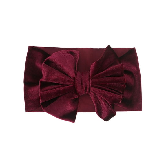 Fesfesfes Toddler Baby Girls Headband Cute Solid Color Gold Velvet Pleated Oversized Bow Headwear Headband Hair Accessories,,Second Piece Free Shipping
