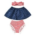 thumbnail image 1 of Fesfesfes Toddler Baby Girls Outfits Independence Day Bow One Shoulder Three-piece Suit, 1 of 9