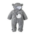 thumbnail image 1 of Fesfesfes Toddler Baby Jumpsuit Boys Girls Color Plush Cute Bear Ears Winter Thick Keep Warm Jumpsuit Romper, 1 of 5