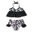 thumbnail image 1 of Fesfesfes Toddler Baby Kids Girls Bathing Suit Slip Leopard Print Swimsuits Beach Ruffle Patchwork Halter Neck Two-Piece Swimwear Bikini Sets, 1 of 9