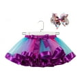 thumbnail image 1 of Fesfesfes Toddler Baby Kids Girls Puffy Skirt Cute Rainbow Tutu Skirts Princess Pettiskirt Multi-color Skirt Bow Hairpin Set Sale, 1 of 7
