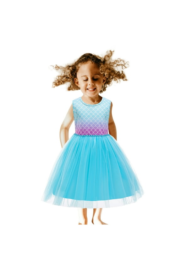 Toddler Baby Kids Girls Summer Dress Sleeveless Sun Dress Mermaid Skirt Dress Casual Boho Dress Spring