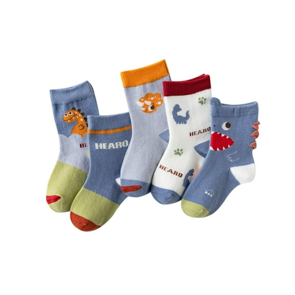 Fesfesfes Toddler Baby Socks Children's Cute Colorful Dinosaur Pattern Boys Socks Non-slip Breathable Middle Socks Sox