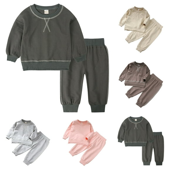 Fesfesfes Toddler Boy and Girls Clothes Girls And Boys Fall Winter Long Sleeve Loose Round-Neck Blouses And Casual Sweatshirt Hoodie Suit