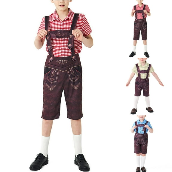 Fesfesfes Toddler Boys Clothes Fashion Girls Casual Short Sleeve Tops Round Neck Collar Botton Solid Short Pants Sets