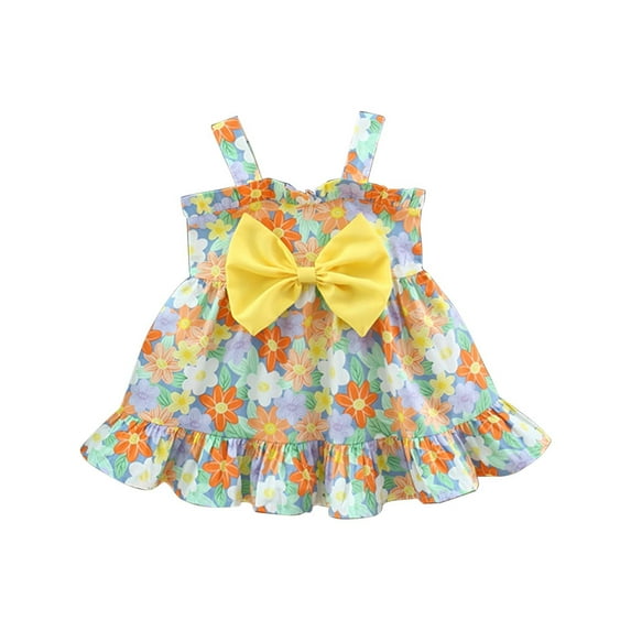 Fesfesfes Toddler Dress Baby Girl Summer Dress Bowknot Sweet Dress Flower Suspended Dress Lace Little Princess Dress Summer Sale