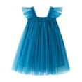 thumbnail image 1 of Fesfesfes Summer Mesh Dress for Toddler Girls – Solid Color Flying Sleeve Suspenders Skirt for Comfortable and Everyday Wear 6Months -5 Years(Blue,18-24Months), 1 of 6