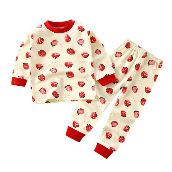 Fesfesfes Toddler Girl Clothes 2T Fashion Girls And Boys Casual Long Sleeve Tops Round Neck Collar Botton Printed Long Pants Sets