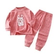 thumbnail image 1 of Fesfesfes Toddler Girl Clothes 2T Fashion Girls And Boys Casual Long Sleeve Tops Round Neck Collar Botton Printed Long Pants Sets, 1 of 3