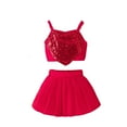 thumbnail image 1 of Fesfesfes Toddler Girl Outfits 5T 6 Months-4 Years Valentine's Day Spring/Summer Short Skirt Set Camisole Sequins Love Vests Pleated Short Skirt Set Two Pcs 18-24 Months, 1 of 7