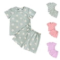 thumbnail image 1 of Fesfesfes Toddler Girl Outfits Summer Baby Small Floral Set Of Children Cotton Girls Round Neck T Shirt, 1 of 6