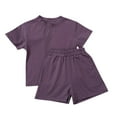 thumbnail image 1 of Fesfesfes Toddler Girl Sweater Children Solid Color Loose Boy Girl Pockets Shorts Short Sleeve Round Neck Blouses T shirt Sets, 1 of 3
