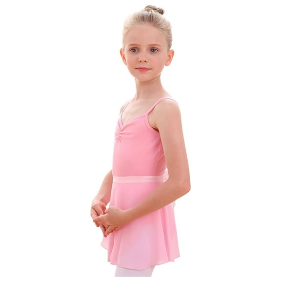 Fesfesfes Toddler Girls Children's Dance Outfit Clothes Summer Jumpsuit Thin Sleeveless Training Clothes Dancewear Ballet Open Gear One-piece Show Suits Skirt Set Tie-wrap Spring Sale