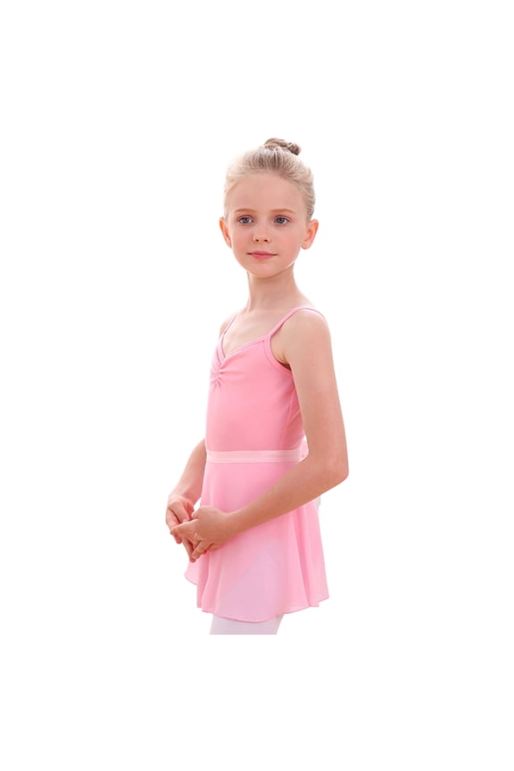 Toddler Girls Children's Dance Outfit Clothes Summer Jumpsuit Thin Sleeveless Training Clothes Dancewear Ballet Open Gear One-piece Show Suits Skirt Set Tie-wrap Spring