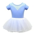 thumbnail image 1 of Fesfesfes Toddler Girls Children's Dance Outfit Suits Summer Jumpsuit Short Sleeves Training Dancewear Suits Ballet One-piece Show Suits with Skirt On Sale, 1 of 5