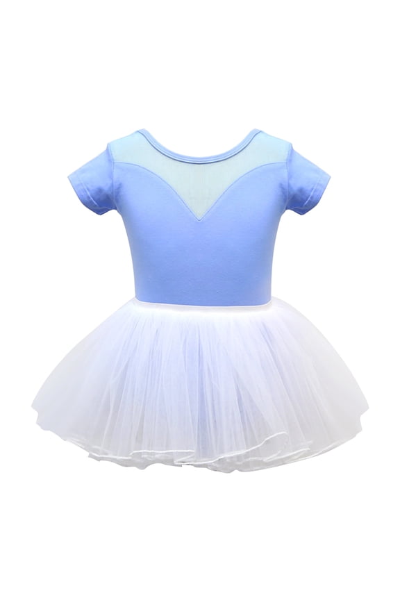 Toddler Girls Children's Dance Outfit Suits Summer Jumpsuit Short Sleeves Training Dancewear Suits Ballet One-piece Show Suits with Skirt Under 10$