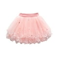 thumbnail image 1 of Fesfesfes Toddler Girls Cute Party Dance Costume Splice Solid Color Net Yarn Crimping Pearl Sequins Tulle Skirt, 1 of 9