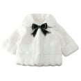 thumbnail image 1 of Fesfesfes Toddler Girls Plush Tops Solid Color Plush Cute Bow Imitation Rabbit Fur Keep Warm Winter Lapel Thick Coat Cloak, 1 of 9