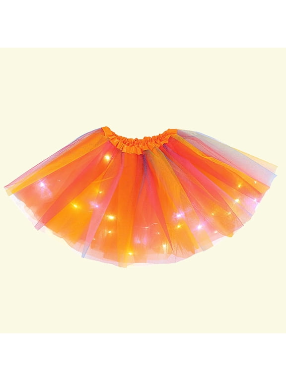 Toddler Girls Puffy Skirt Cute Party Dance Rainbow Color LED Be Luminous Tulle Tulle
