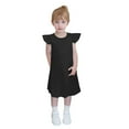 thumbnail image 1 of Fesfesfes Toddler Girls' Summer Dress 4-14 Years Ruffle Sleeve Sundress Soild Color Outfit Crewneck Girls Party Princess Dresses for Kids(Black,5 Years), 1 of 8