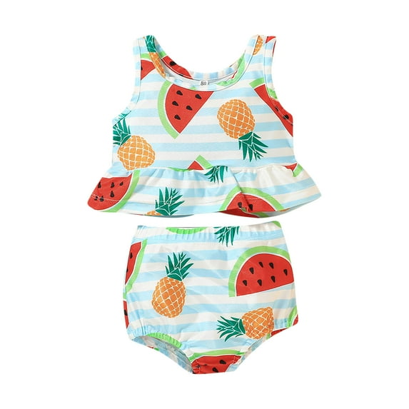 Fesfesfes Toddler Grils Baby Infant Swimwear Summer Sweet Cute Bathing Suits Beach Seaside Swimming Two Pieces Suit