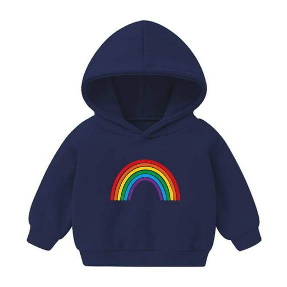 Fesfesfes Toddler Hooded Shirts Children Long Sleeve Sweatshirt Rainbow Print Hoodie Shirts Children Sweatshirt Casual Pullover Shirts