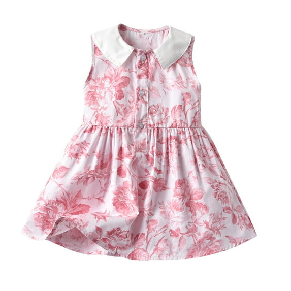 Fesfesfes Toddler Infant Baby Girls Sleeveless Vest Dress Floral Printed Princess Dress for Little Girls Spring Saving