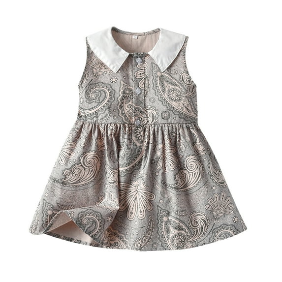 Fesfesfes Toddler Infant Baby Girls Sleeveless Vest Dress Floral Printed Princess Dress for Little Girls Under 10$