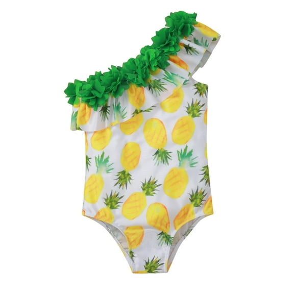 Fesfesfes Toddler Kid Baby Girls Ruffle Print One Shoulder Monokini One-Piece Swimwear Swimsuit Beachwear Bathing Suit