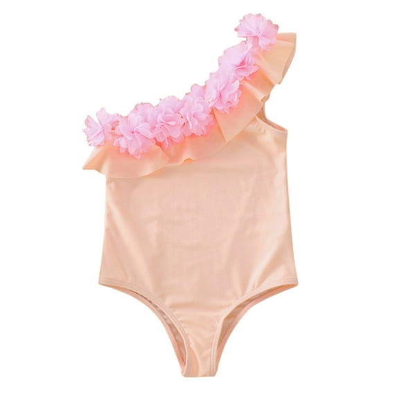 Fesfesfes Toddler Kid Baby Girls Ruffle Print One Shoulder Monokini One-Piece Swimwear Swimsuit Beachwear Bathing Suit