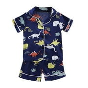 Fesfesfes Toddler Kids Baby Boys Dinosaur Pajamas Sleepwear T shirt Shorts Clothes Set