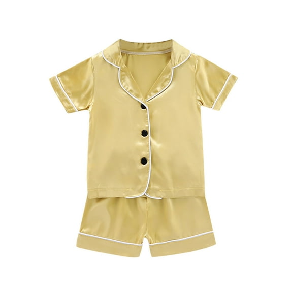 Fesfesfes Toddler Kids Baby Boys Girl Solid Pajamas Sleepwear T shirt Shorts Clothes Set