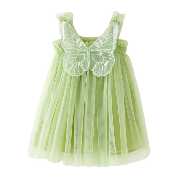 Fesfesfes Toddler Kids Baby Girls Cute Summer Mesh Dress Elegant Butterfly Wing Straped Dress Princess Tulle Dress Spring