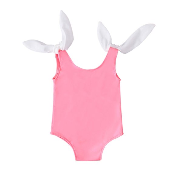 Fesfesfes Toddler Kids Baby Girls Lace Up Straps Swimsuit Solid Color Swimsuit Open Back One-piece Bathingsuit Swimdress