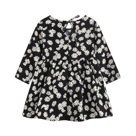 Fesfesfes Toddler Kids Baby Girls Summer Dress Long Sleeve Dress Little Daisy Printed Dress Princess Dress Clearance