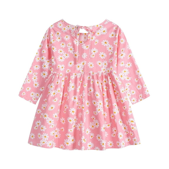 Fesfesfes Toddler Kids Baby Girls Summer Dress Long Sleeve Dress Little Daisy Printed Dress Princess Dress Spring