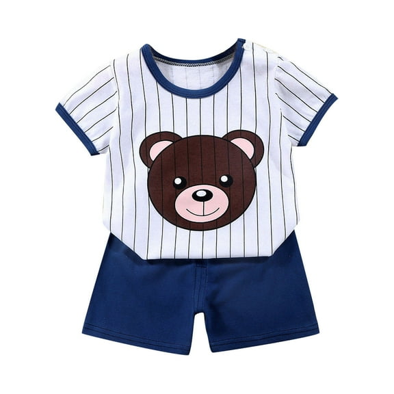 Fesfesfes Toddler Kids Boys Girls Unisex Short Sleeve Cotton T-shirts Comfy Shorts Set, Cute Print Casual Breathable Suit for kids